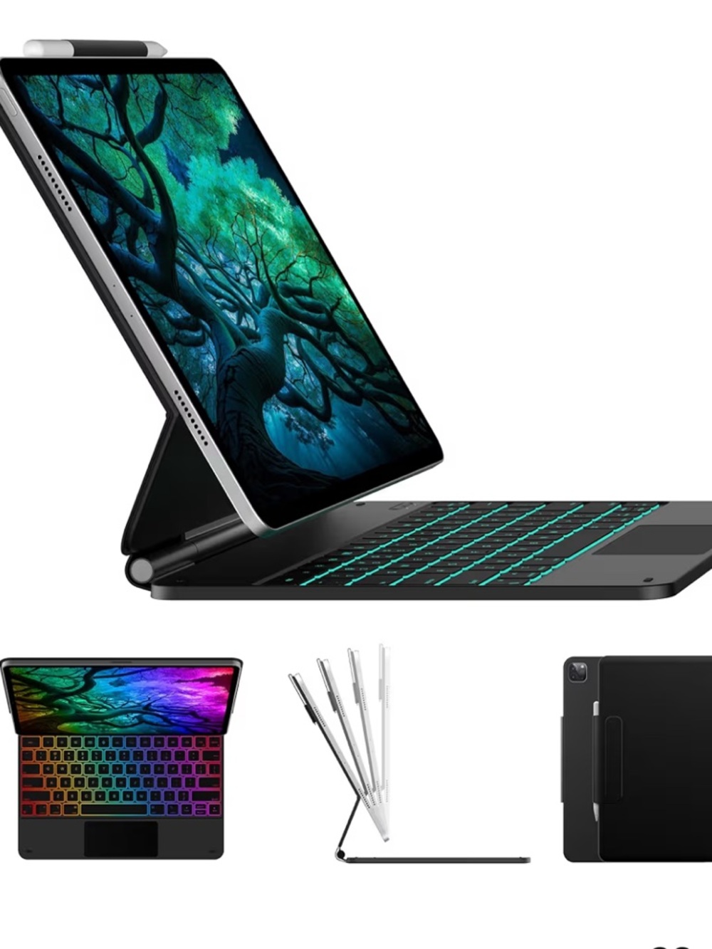 Universal Black Tablet Keyboard Case with RGB Backlight